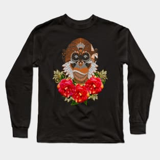 Day Of The Dead Brown Monkey Long Sleeve T-Shirt